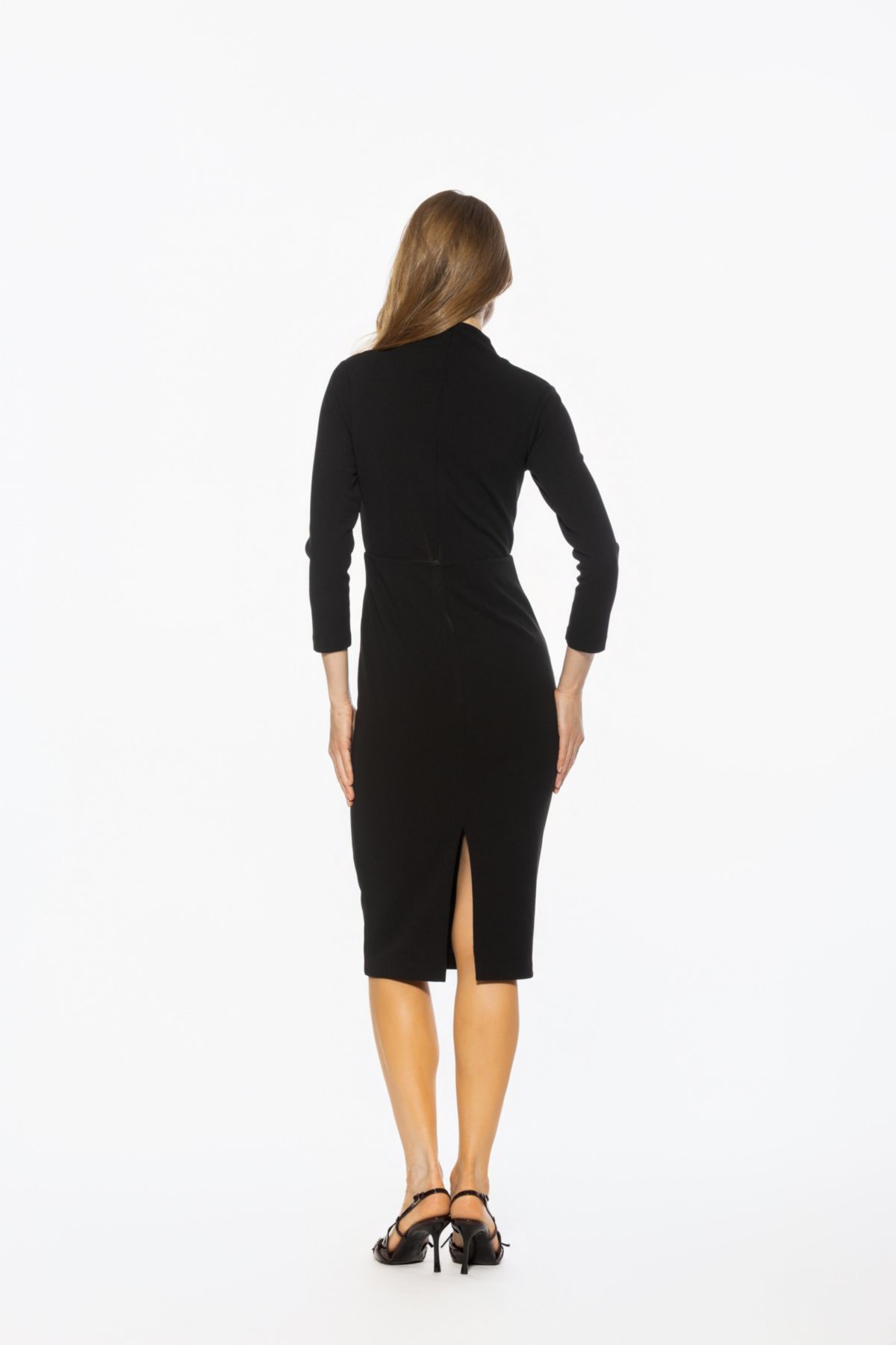 Mika Mockneck Draped Sheath Dress