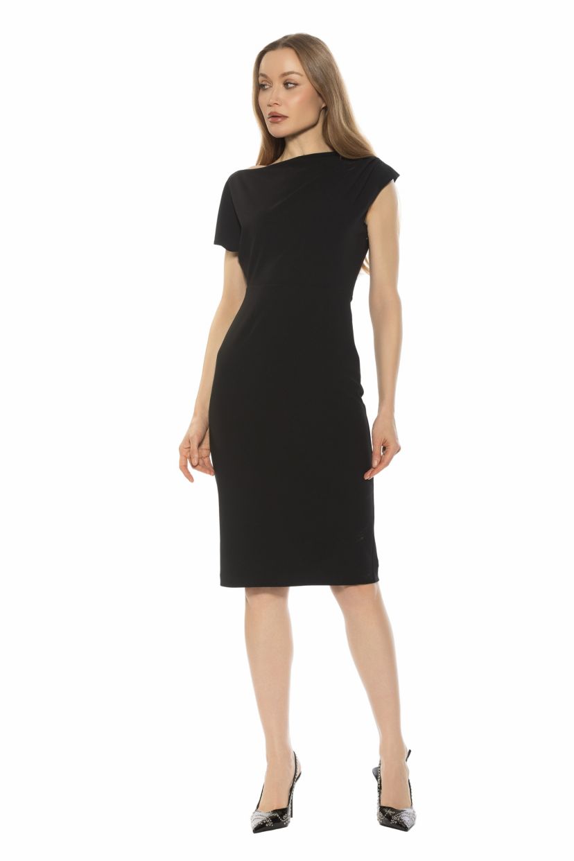 Althea Asymmetric Midi Sheath Dress