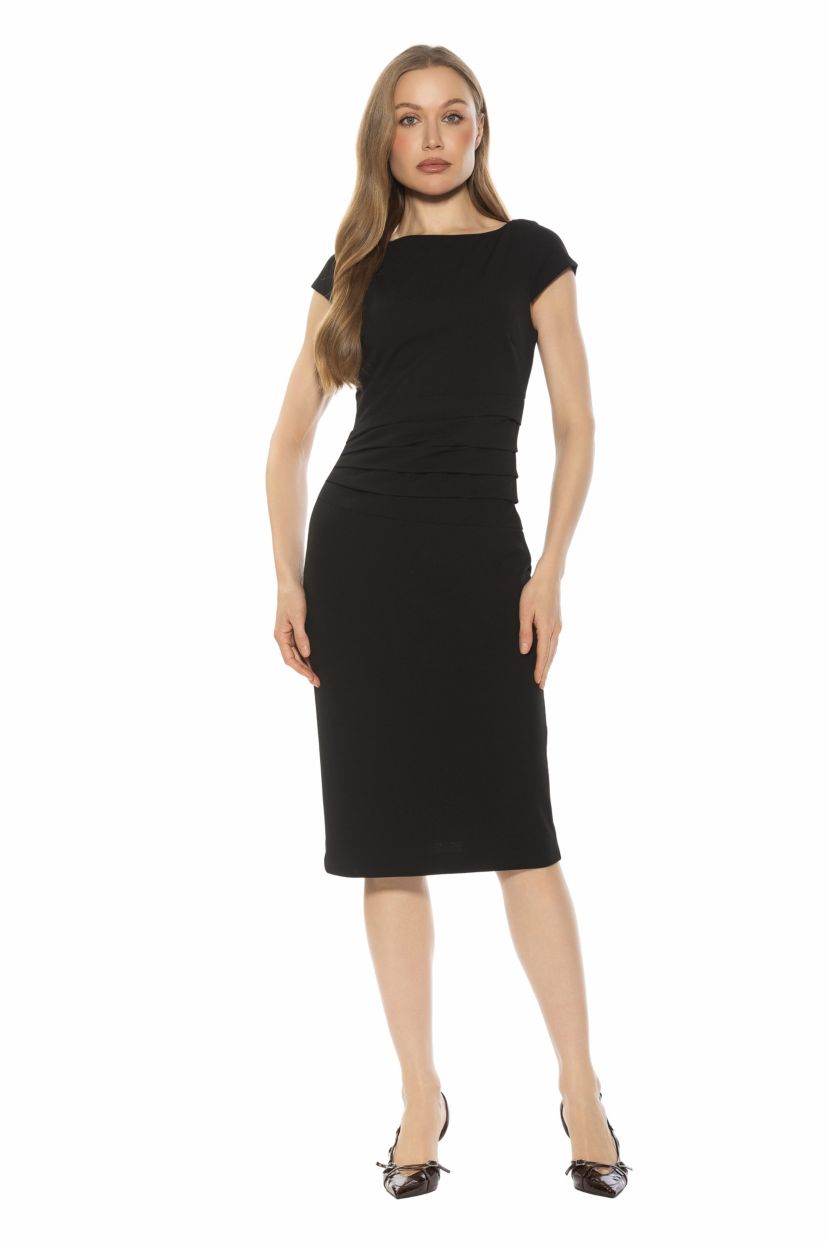Nyx Boatneck Capsleeve Sheath Dress