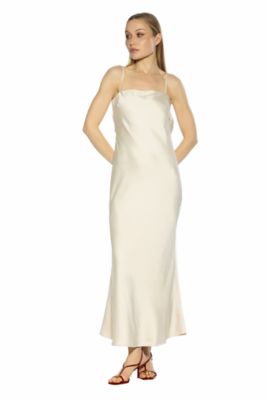 Alexia Admor Women's Slo Silky Maxi Dress With Draped Back, Beige, 6