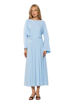 Alexia Admor Women's Cleo Boatneck Draped Midi Dress, Blue, Large