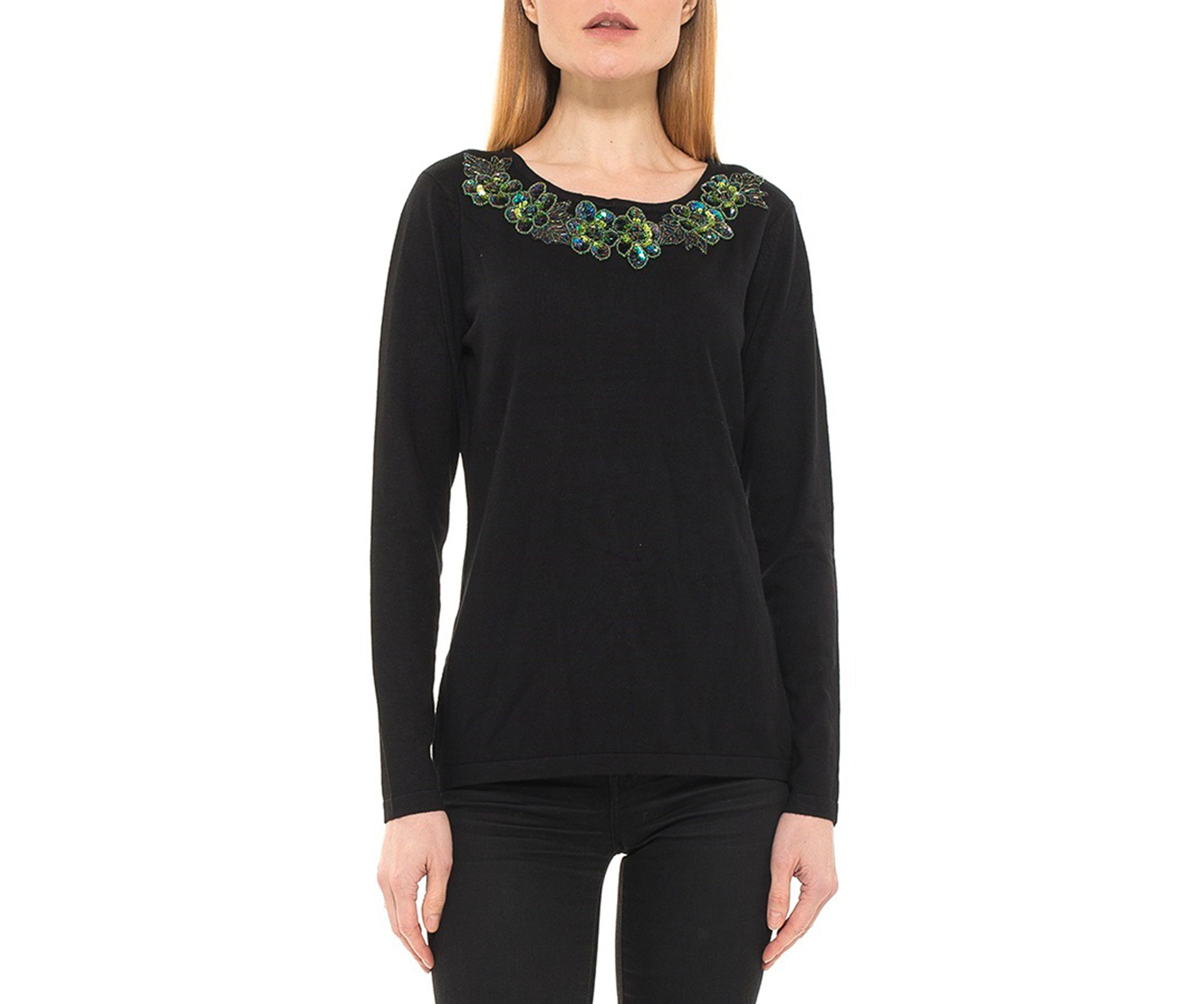 FLORAL EMBEL SWEATER