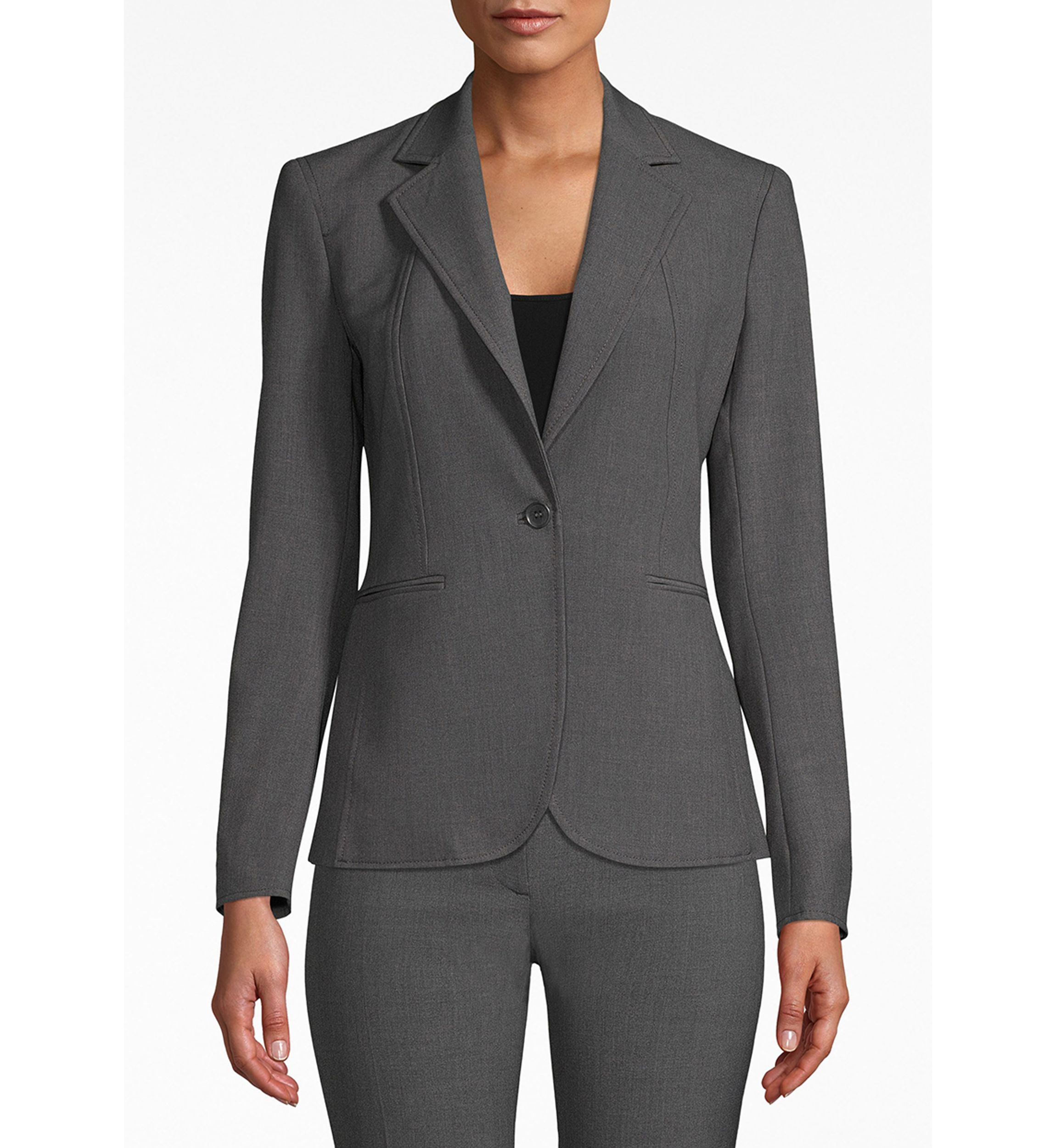 Womens Notch Collar One Button Blazer