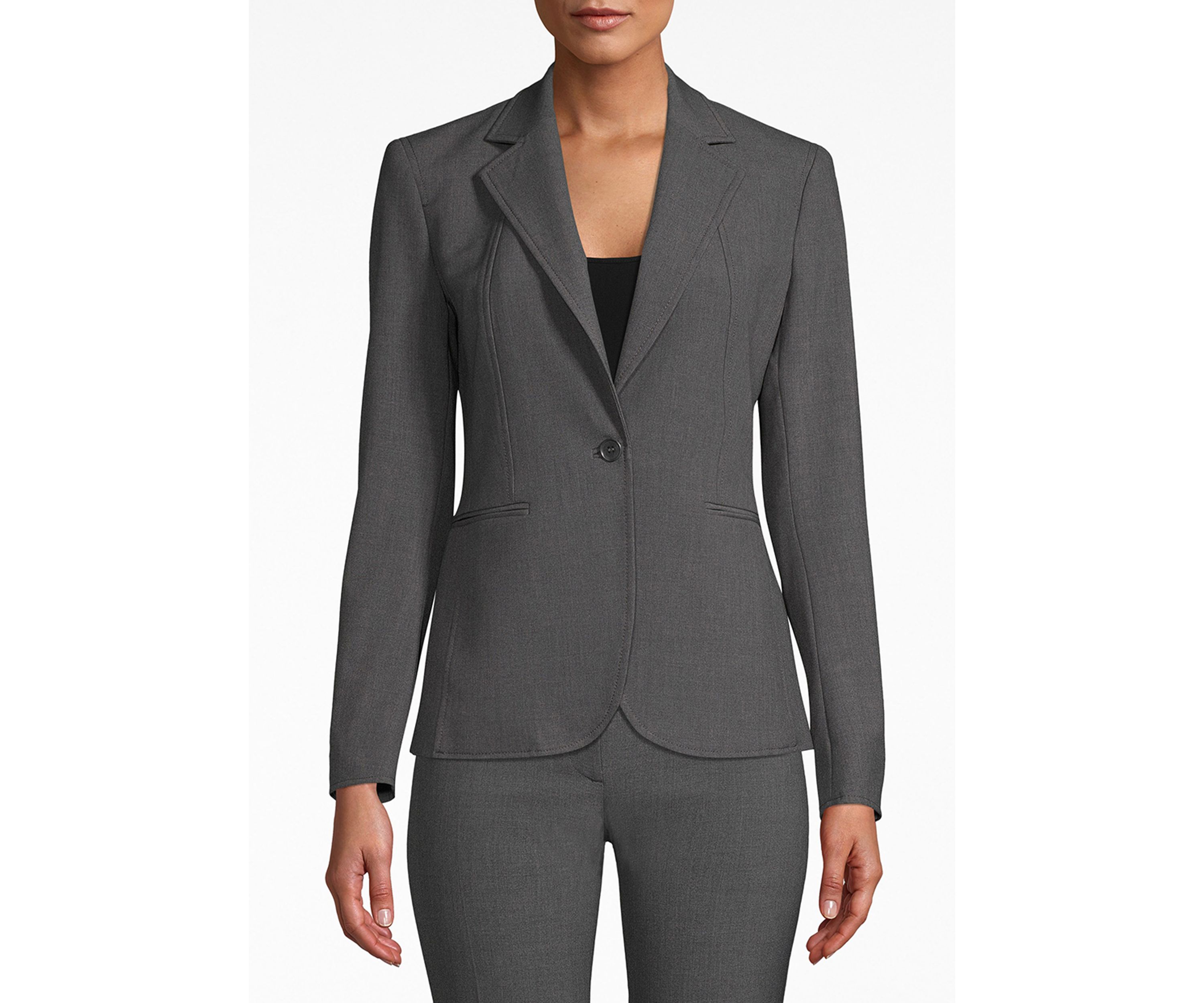Womens Notch Collar One Button Blazer