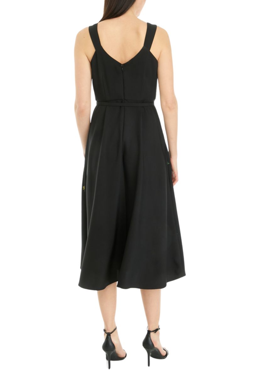 SCOOPED NECK A LINE MIDI WITH BELT