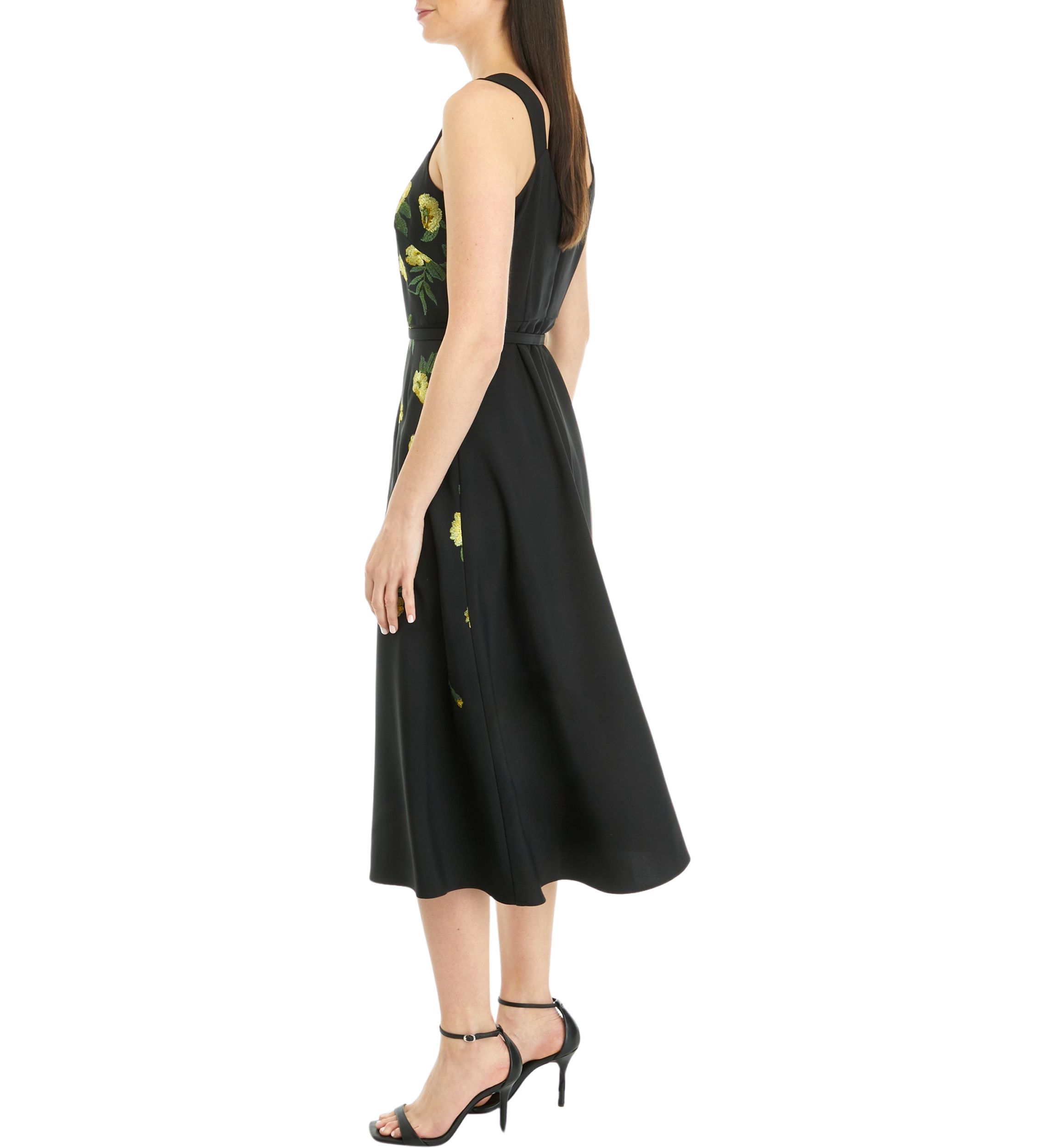 SCOOPED NECK A LINE MIDI WITH BELT