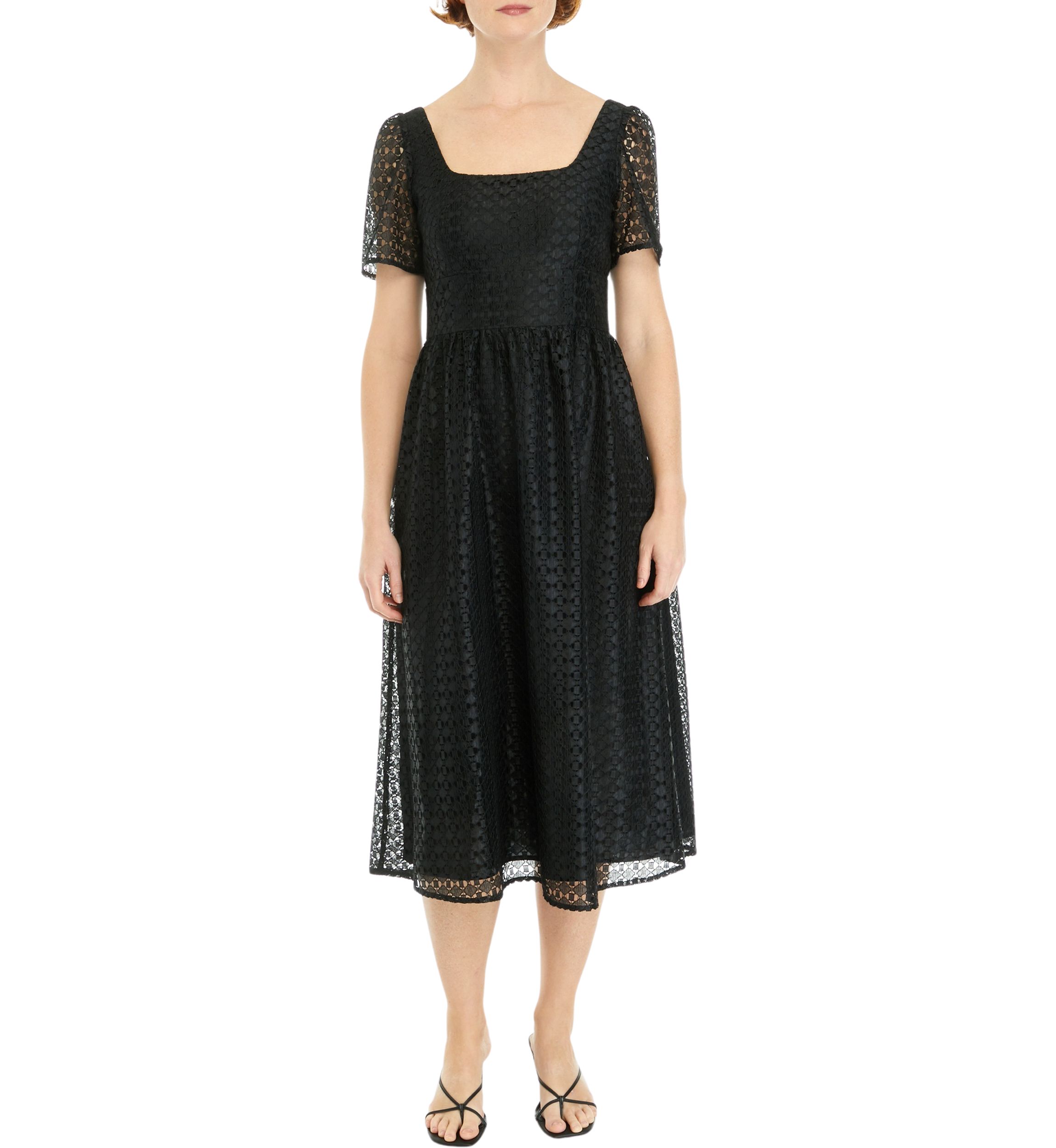 SQUARE NECK MIDI WITH PUFF SLEEVES