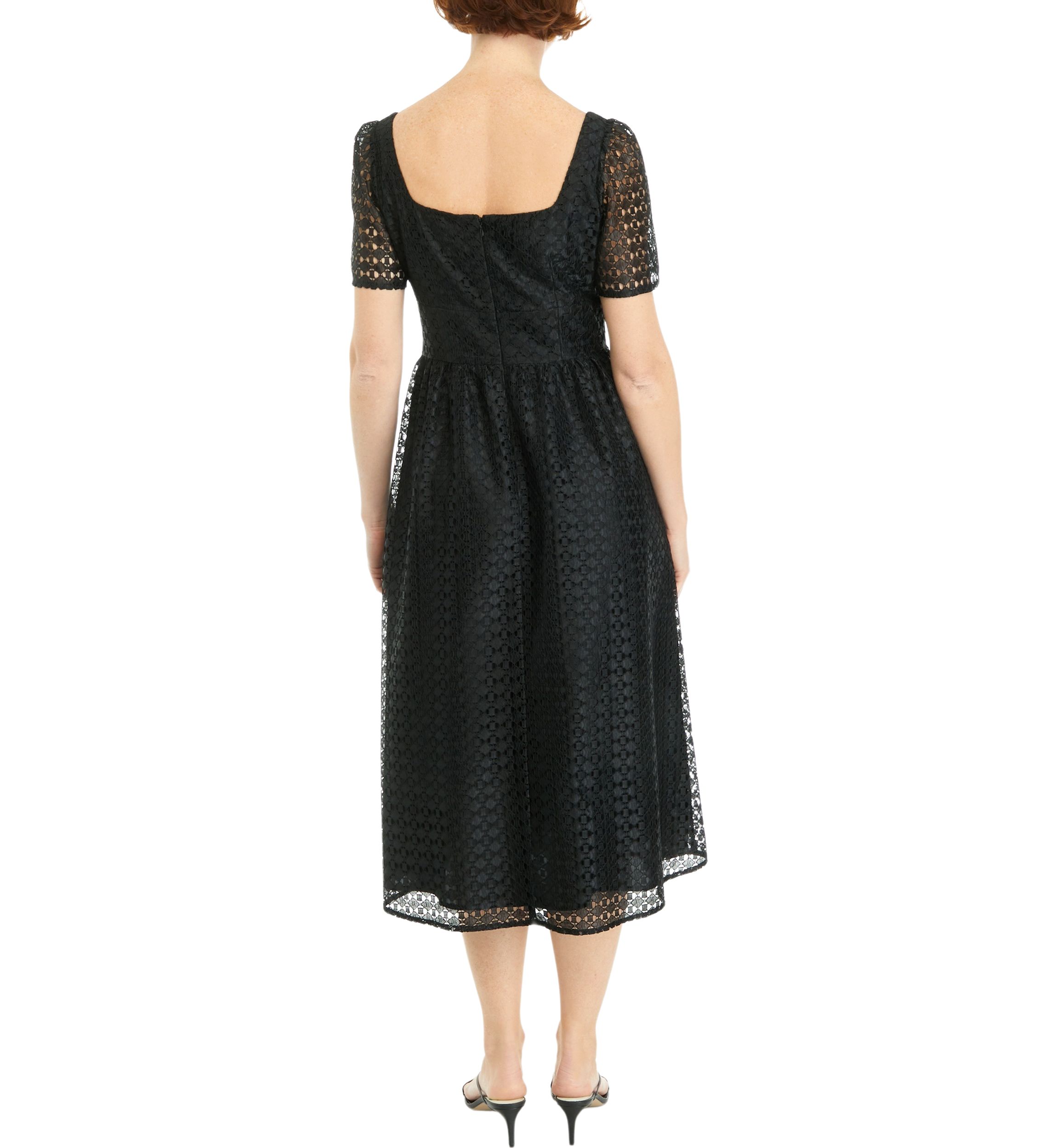SQUARE NECK MIDI WITH PUFF SLEEVES