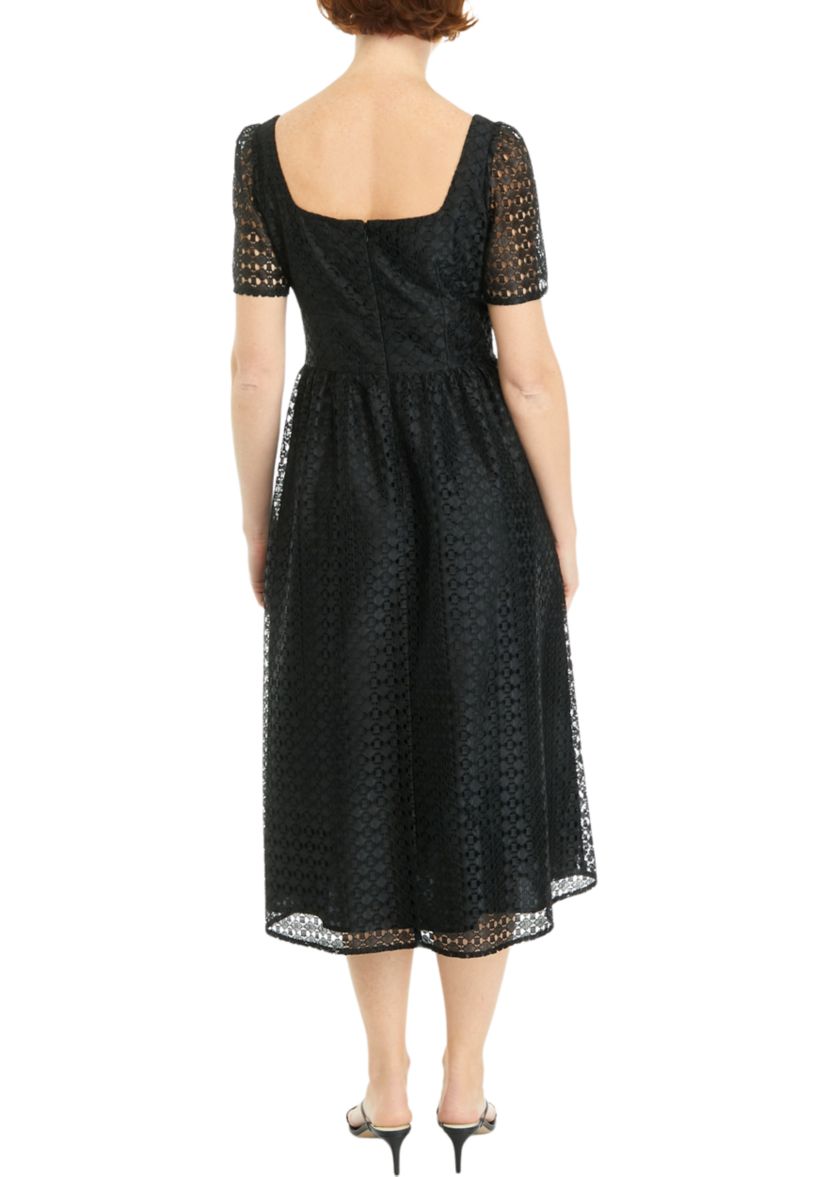 SQUARE NECK MIDI WITH PUFF SLEEVES