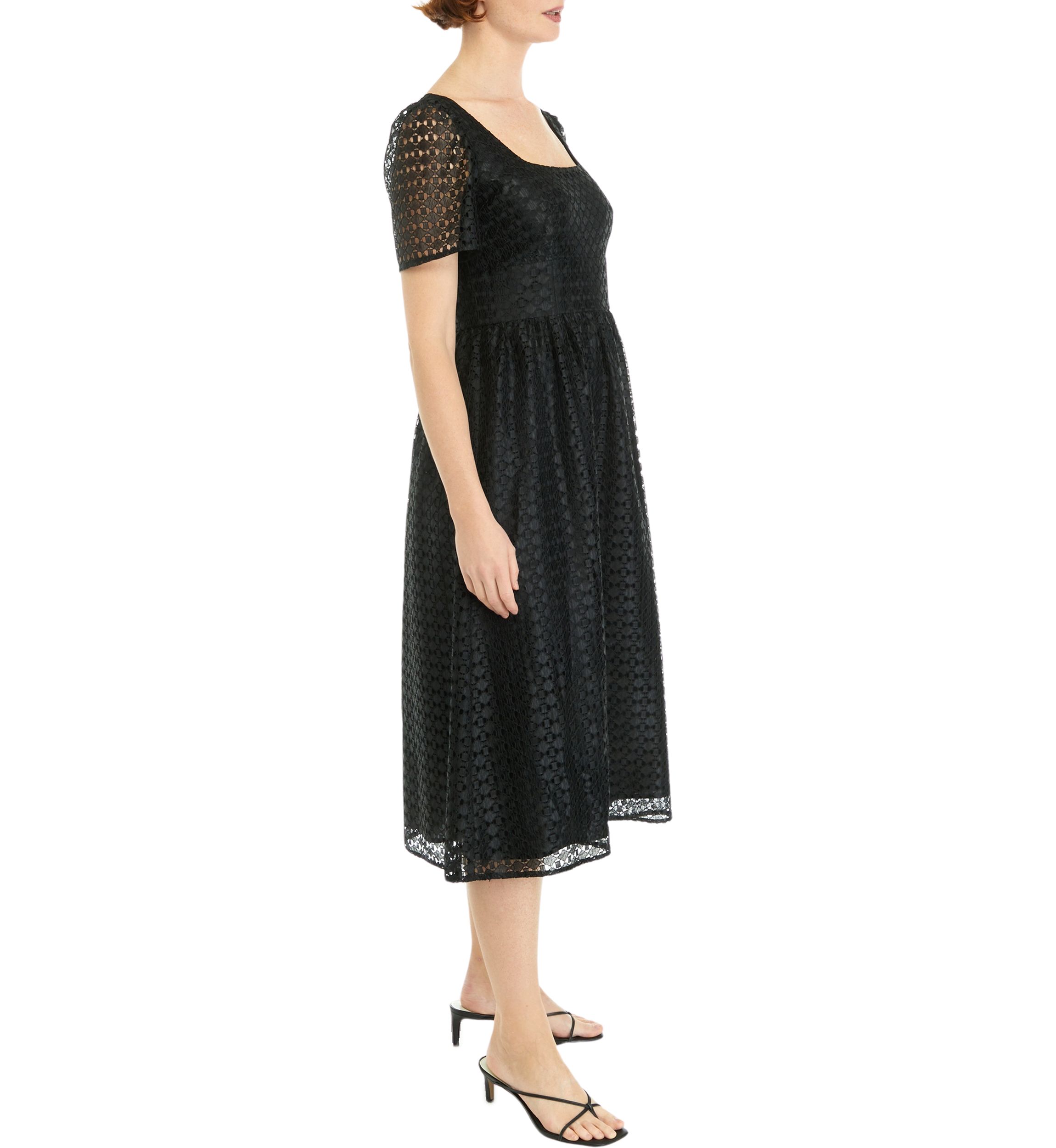 SQUARE NECK MIDI WITH PUFF SLEEVES