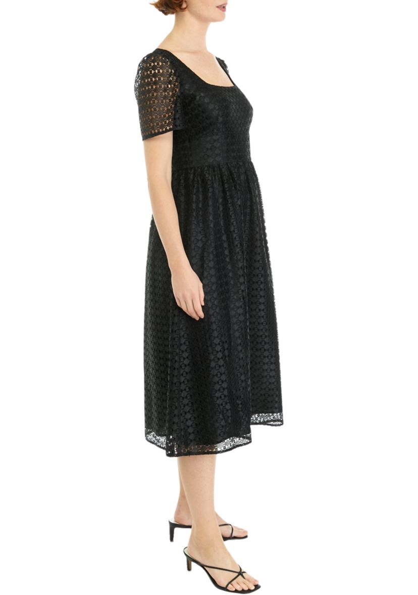SQUARE NECK MIDI WITH PUFF SLEEVES