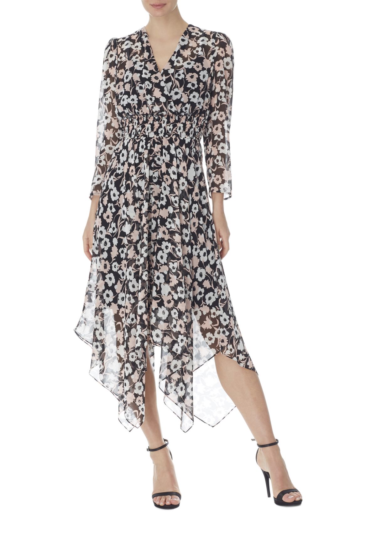 Womens V-Neck Midi Dress