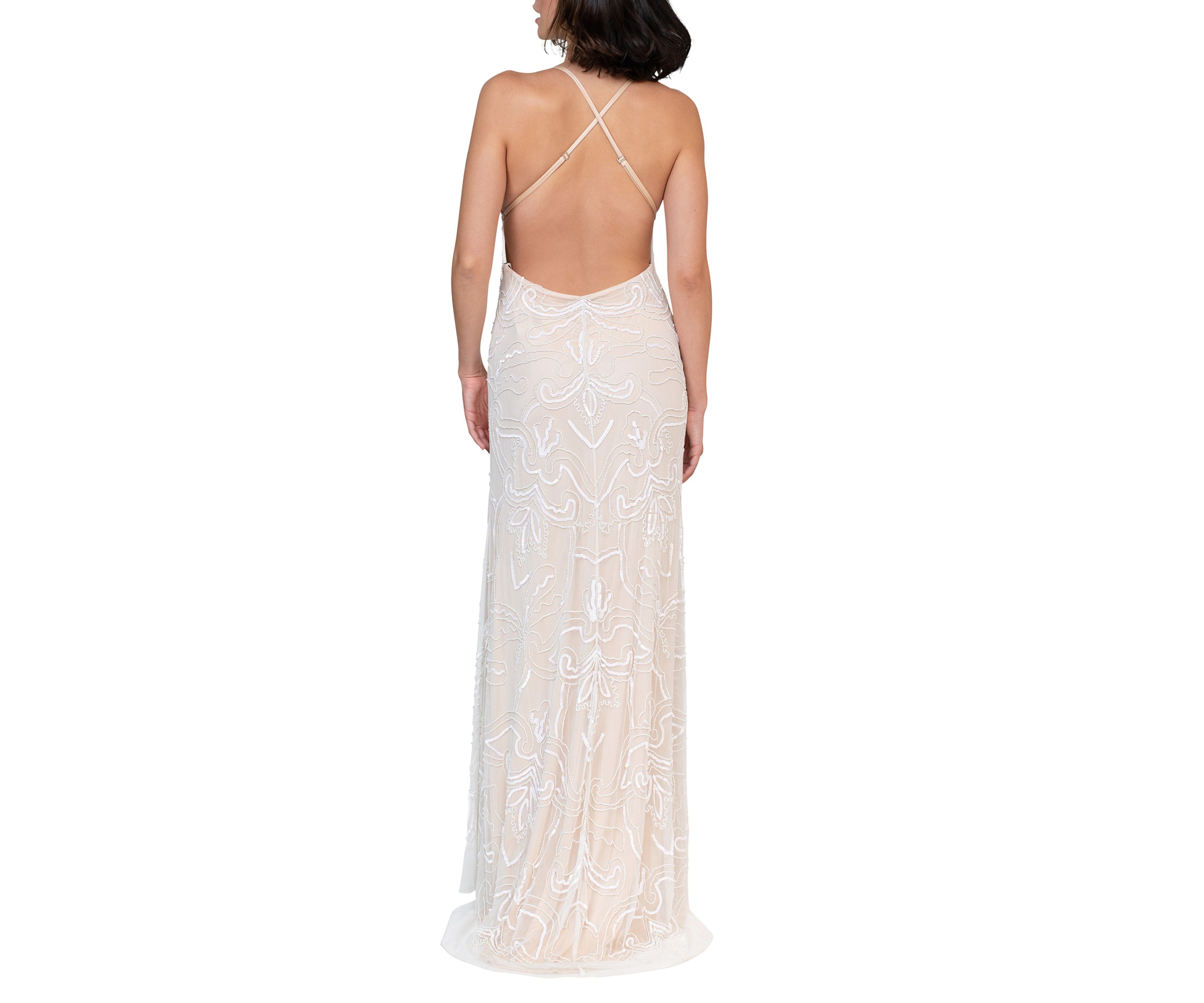 Womens Strappy Beaded Gown