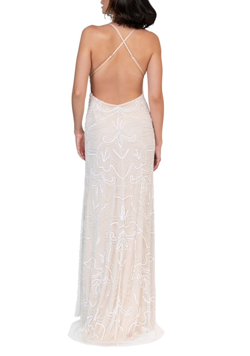 Womens Strappy Beaded Gown