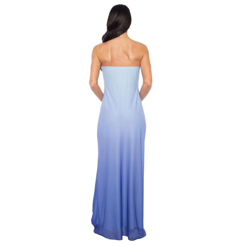blue ombre chiffon dress Ombre Chiffon Long One Shoulder Bridesmaid Dresses with Irregular Straps  Back main image 0
