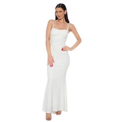Jump Apparel Women's Rhinestone lace up back gown