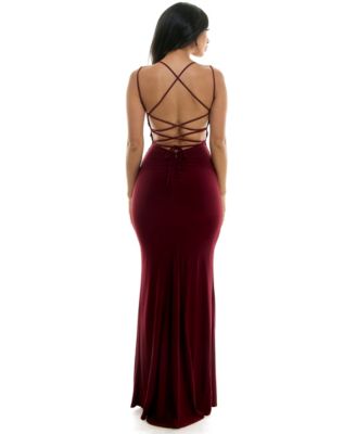 Spaghetti Gown With Lace Up Back