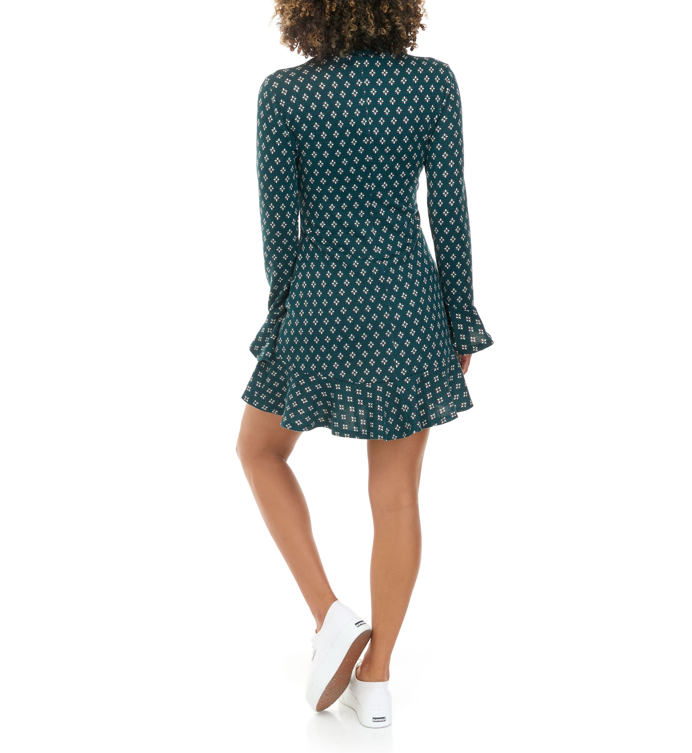 Juniors Bell Sleeve Flare Hem Sweater Dress