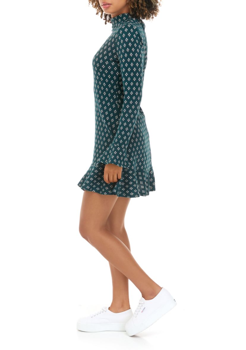 Juniors Bell Sleeve Flare Hem Sweater Dress