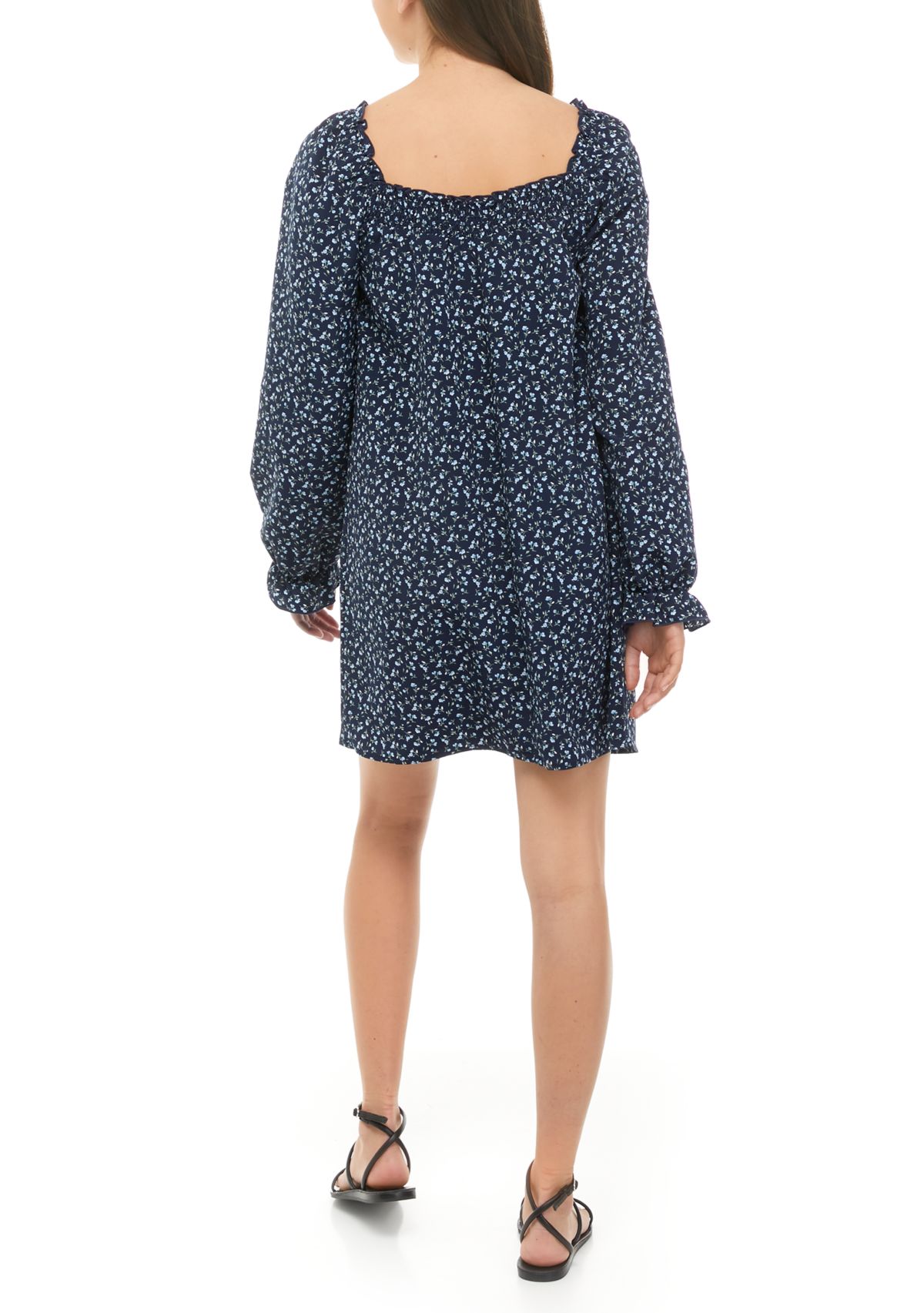 Juniors Blouson Sleeve Floral Dress