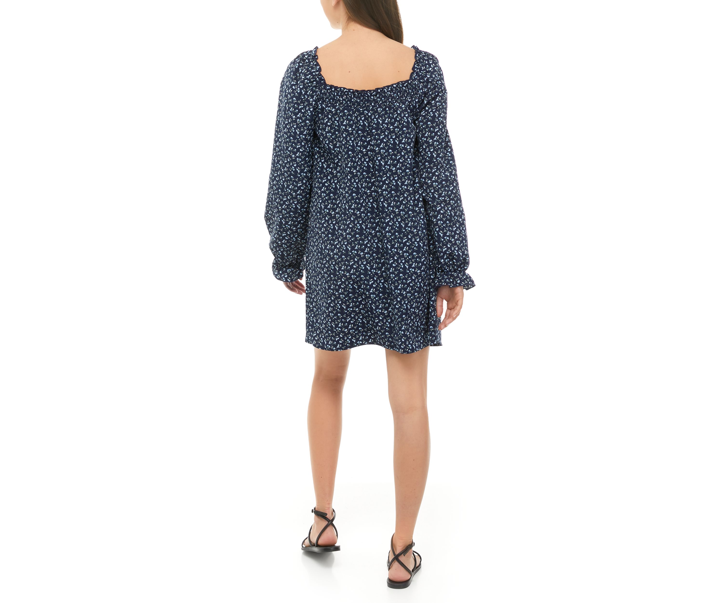 Juniors Blouson Sleeve Floral Dress