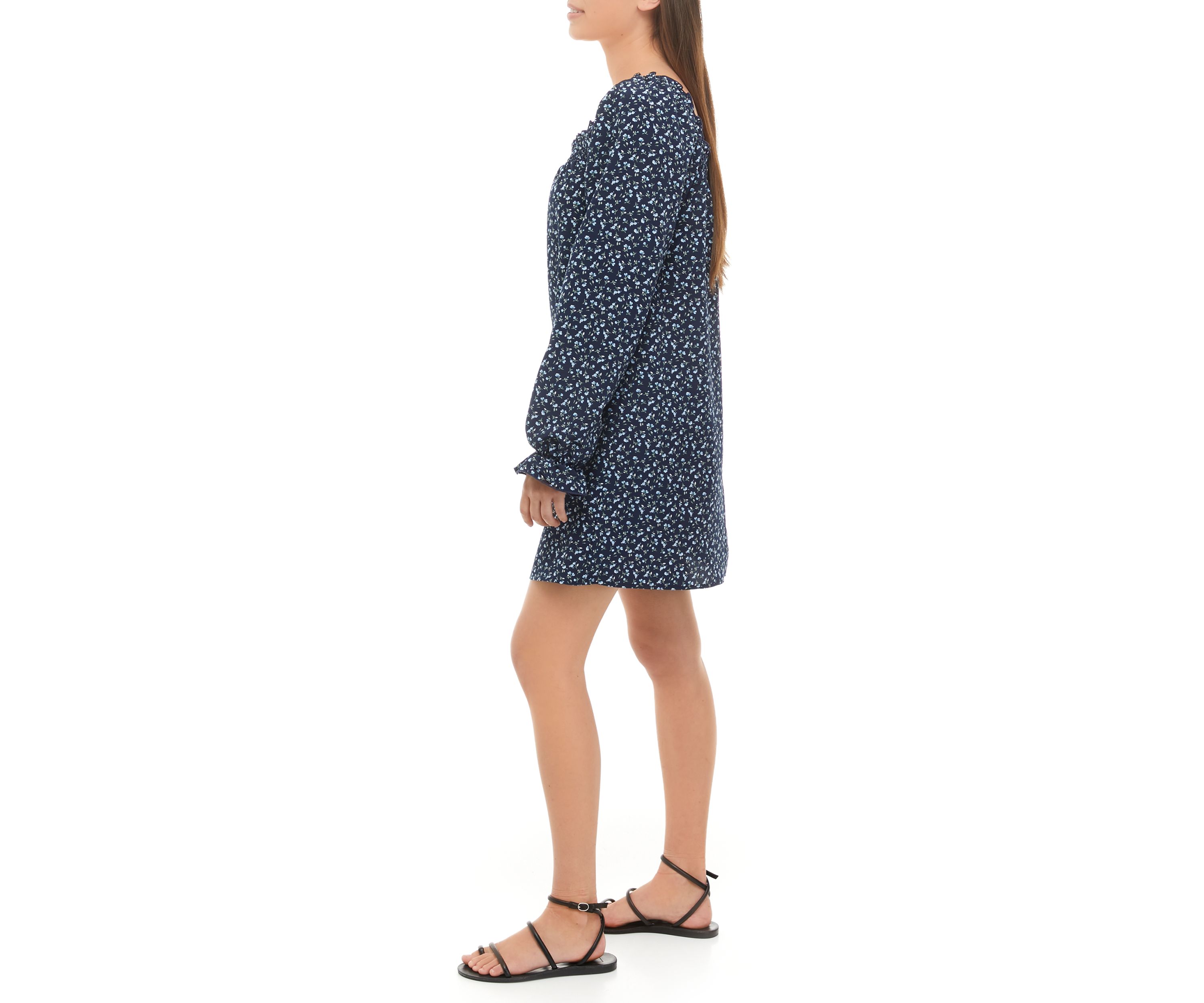 Juniors Blouson Sleeve Floral Dress