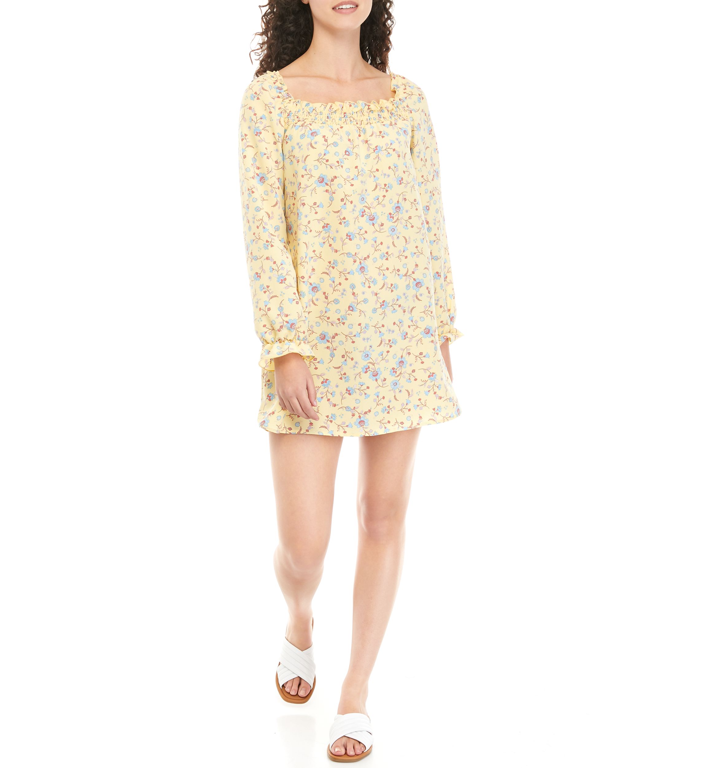 Juniors Smocked Square Neck Dress