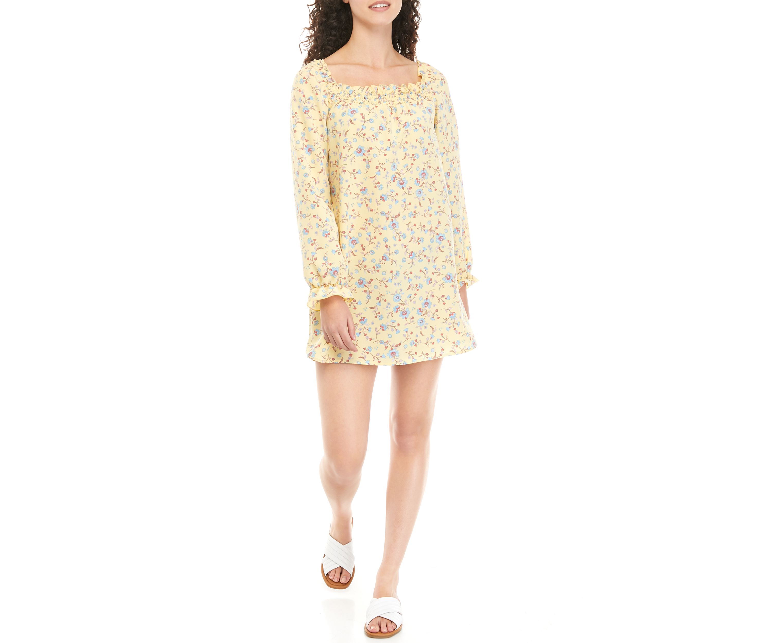 Juniors Smocked Square Neck Dress
