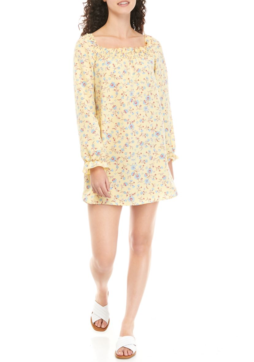 Juniors Smocked Square Neck Dress