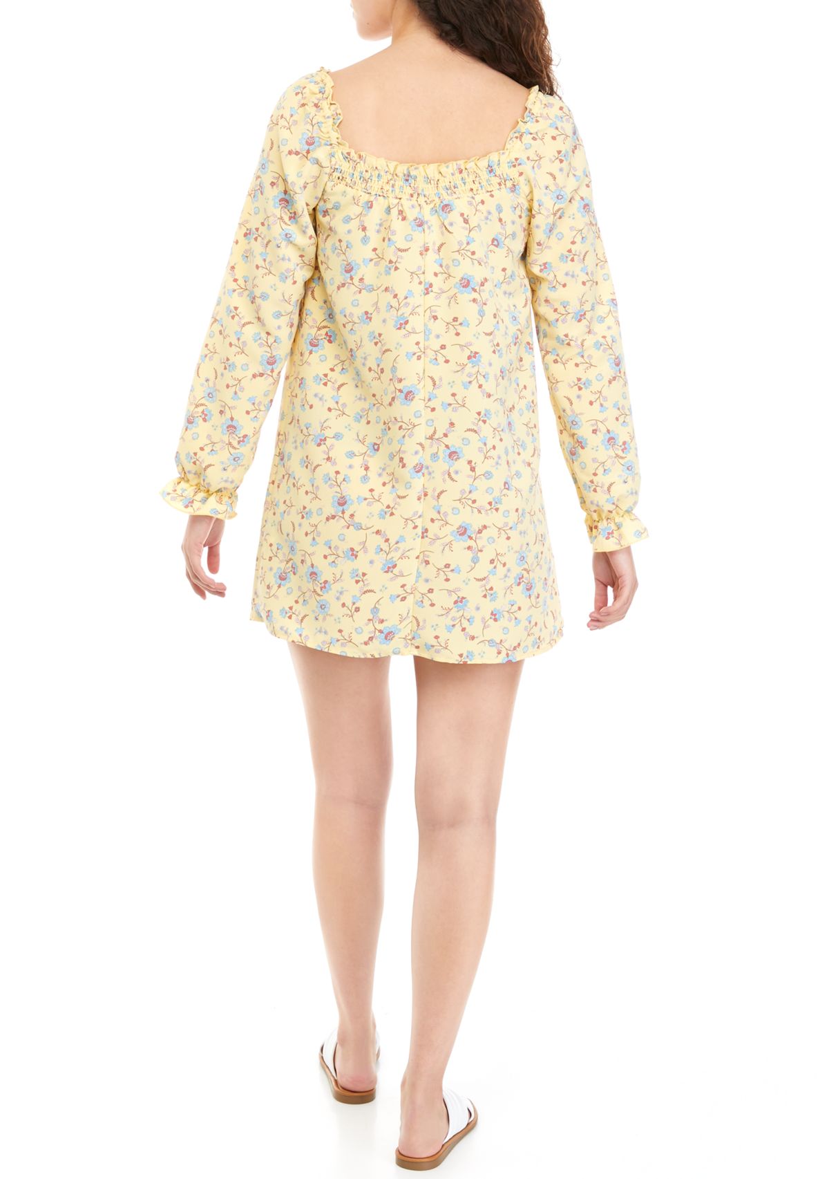 Juniors Smocked Square Neck Dress