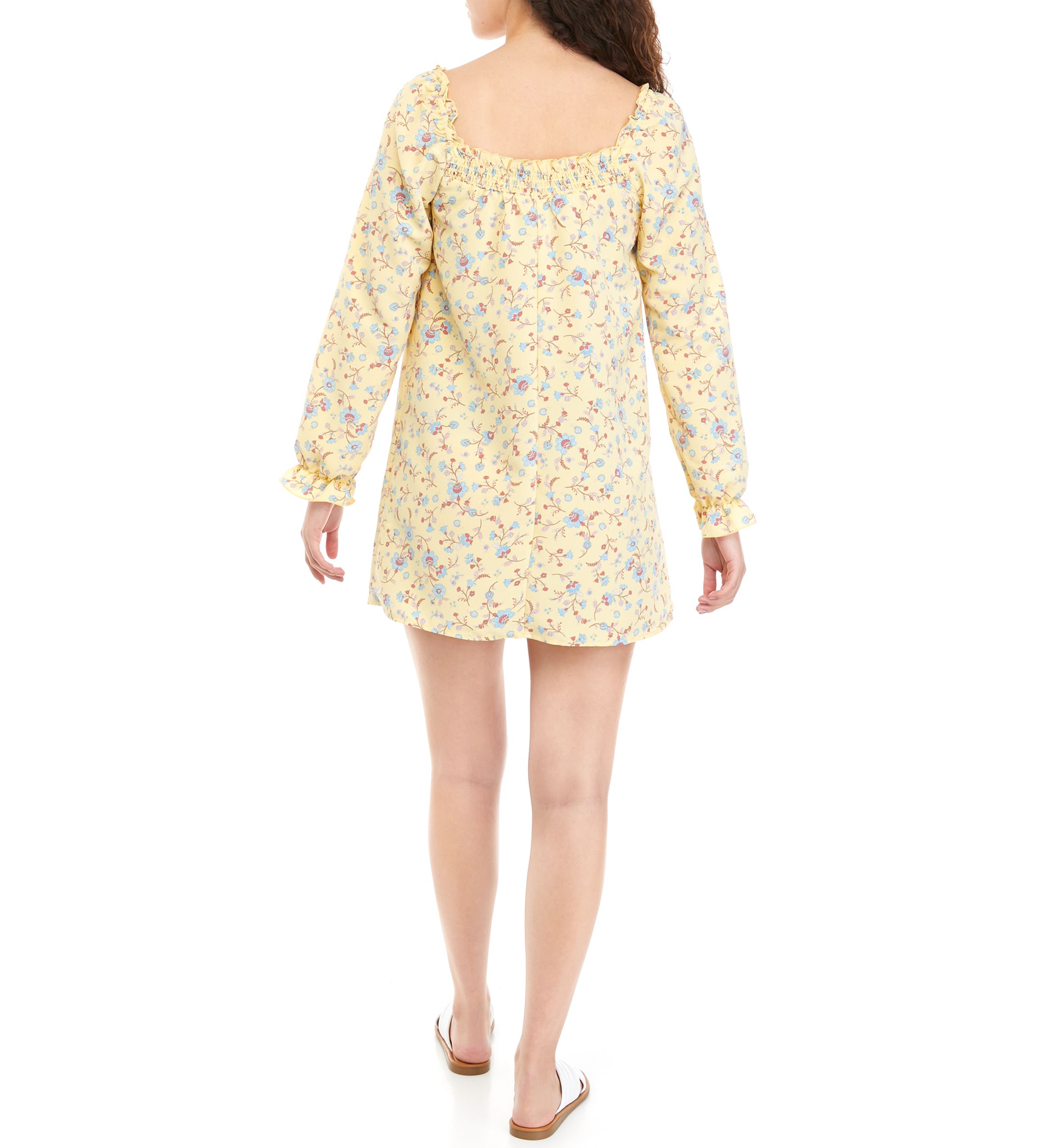 Juniors Smocked Square Neck Dress