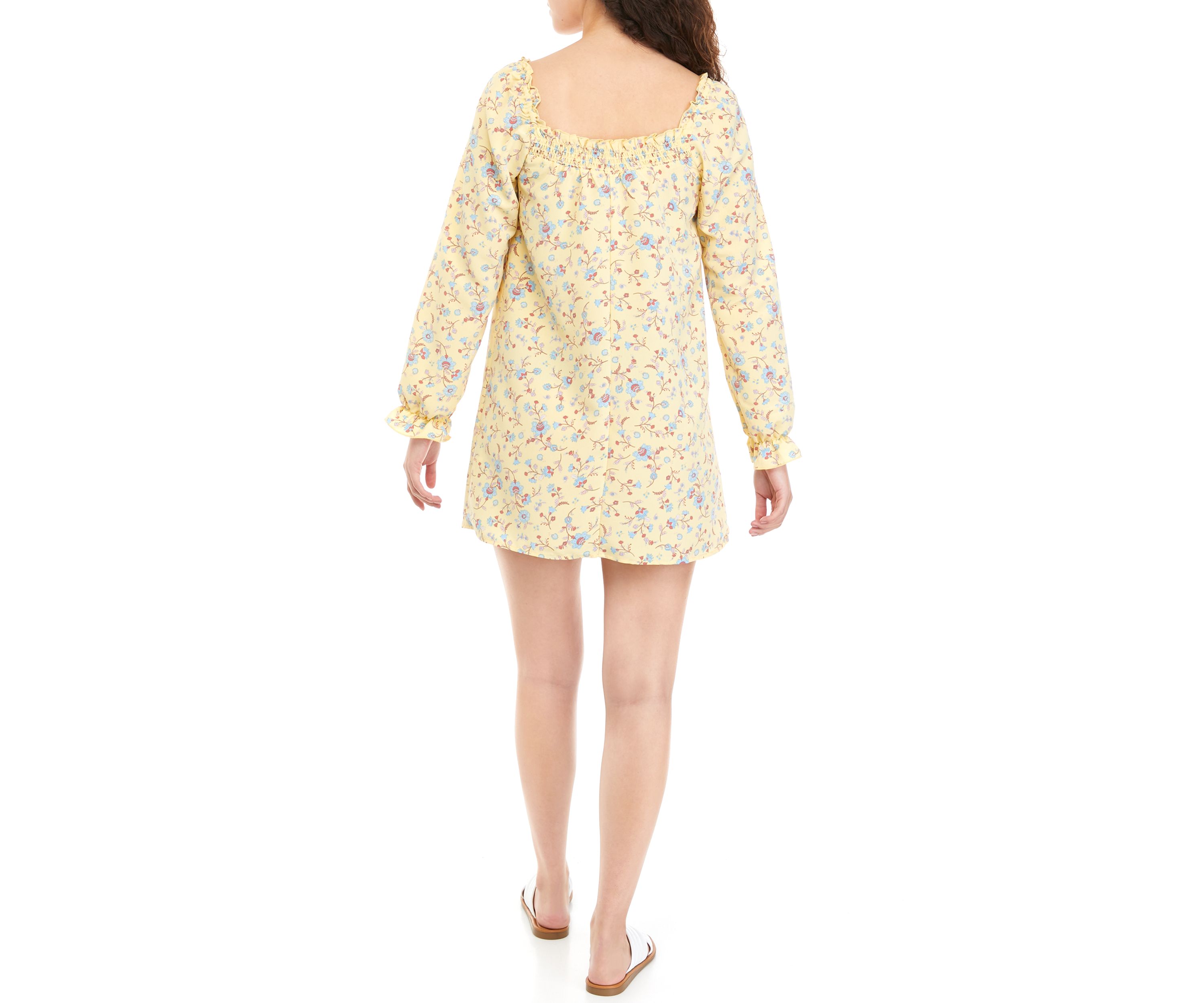 Juniors Smocked Square Neck Dress