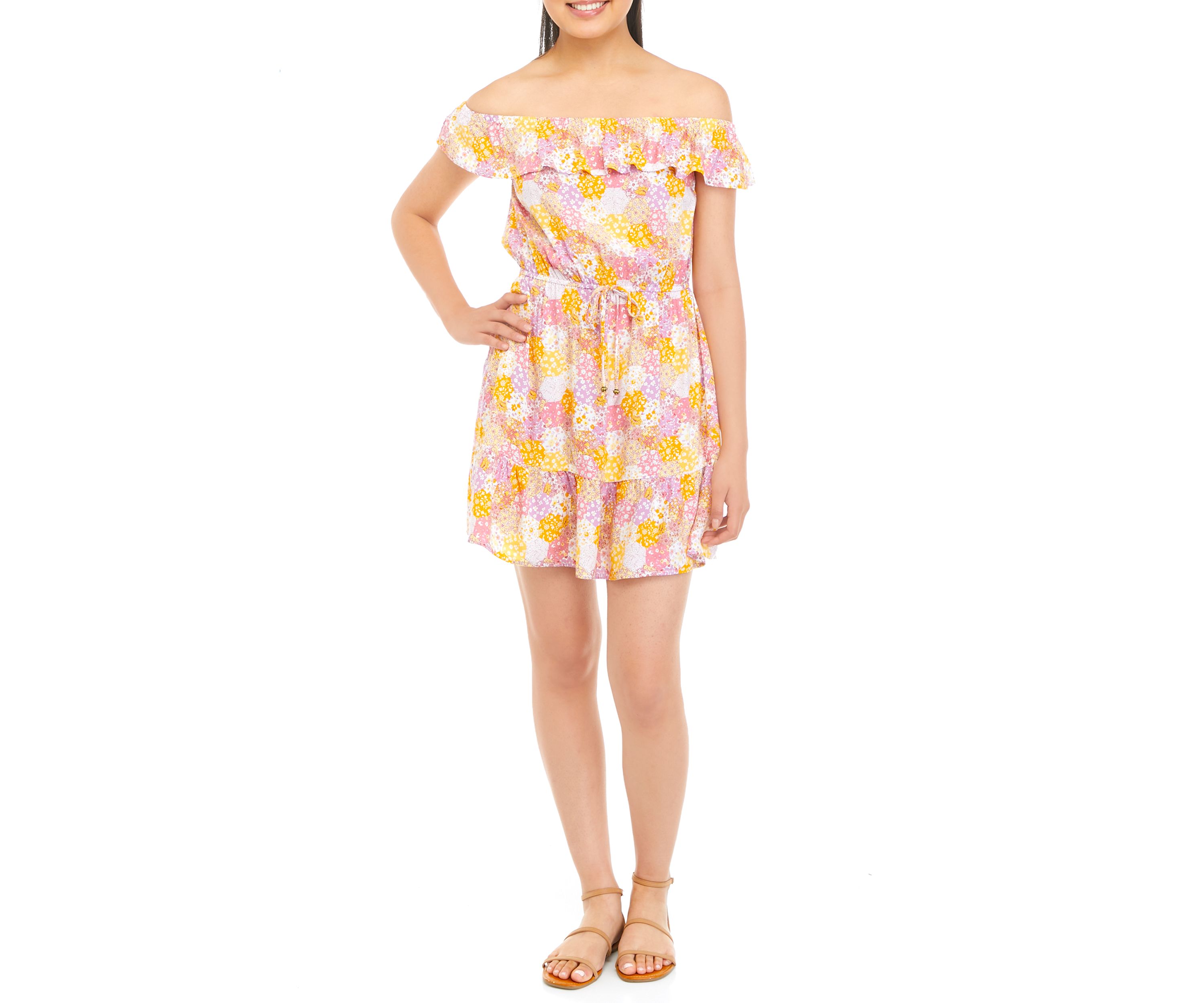 Juniors Off the Shoulder Floral Dress