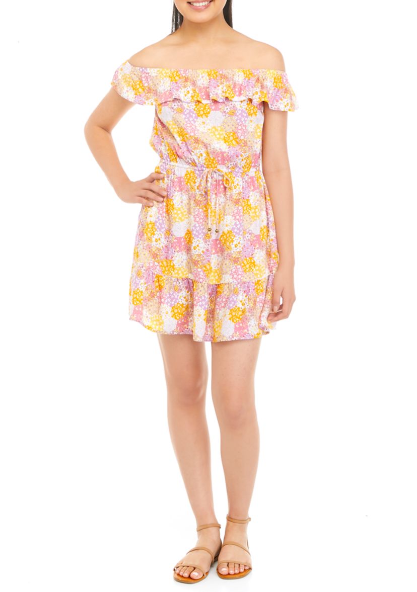 Juniors Off the Shoulder Floral Dress