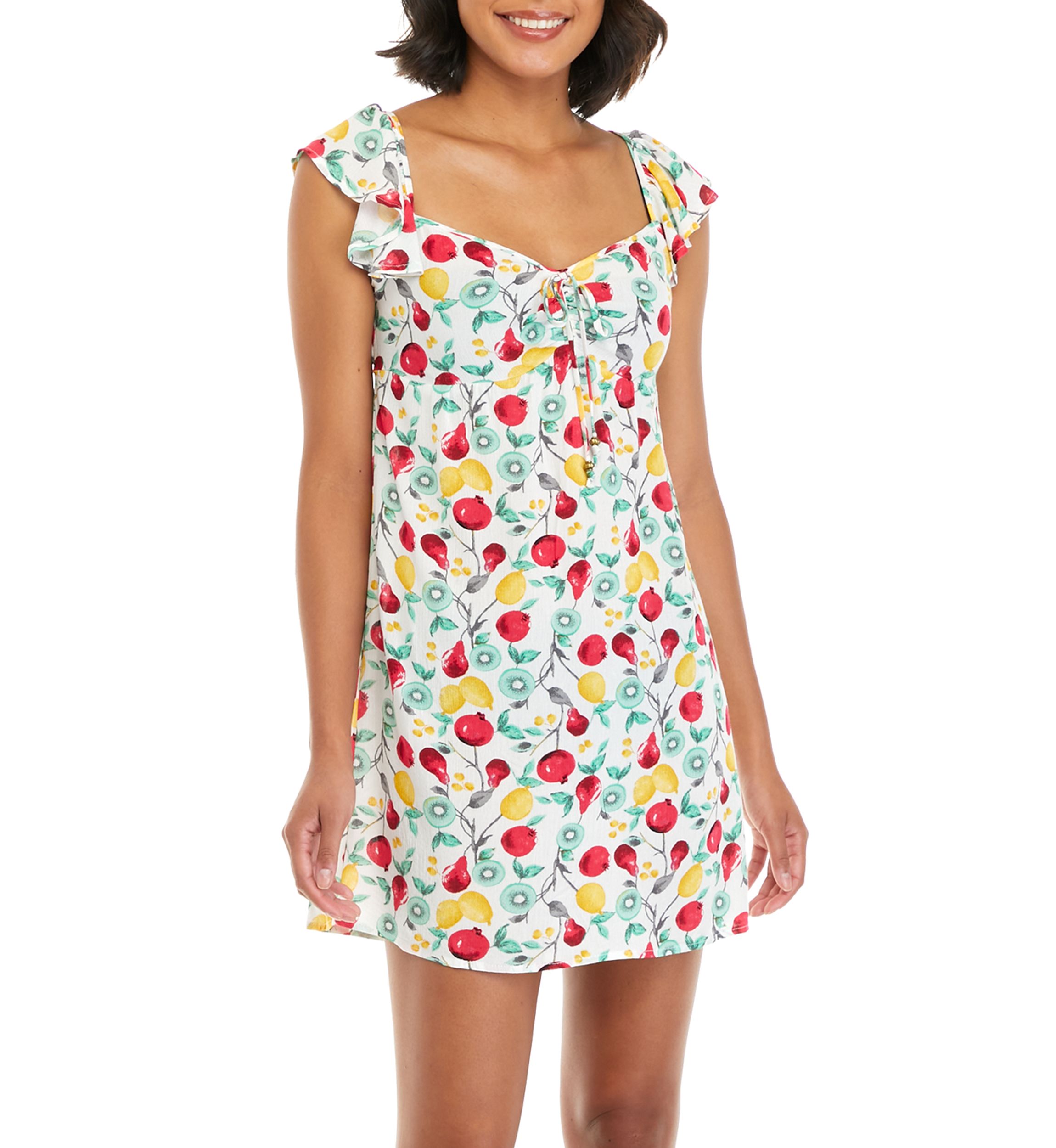Juniors Flutter Sleeve Babydoll Cinch Dress