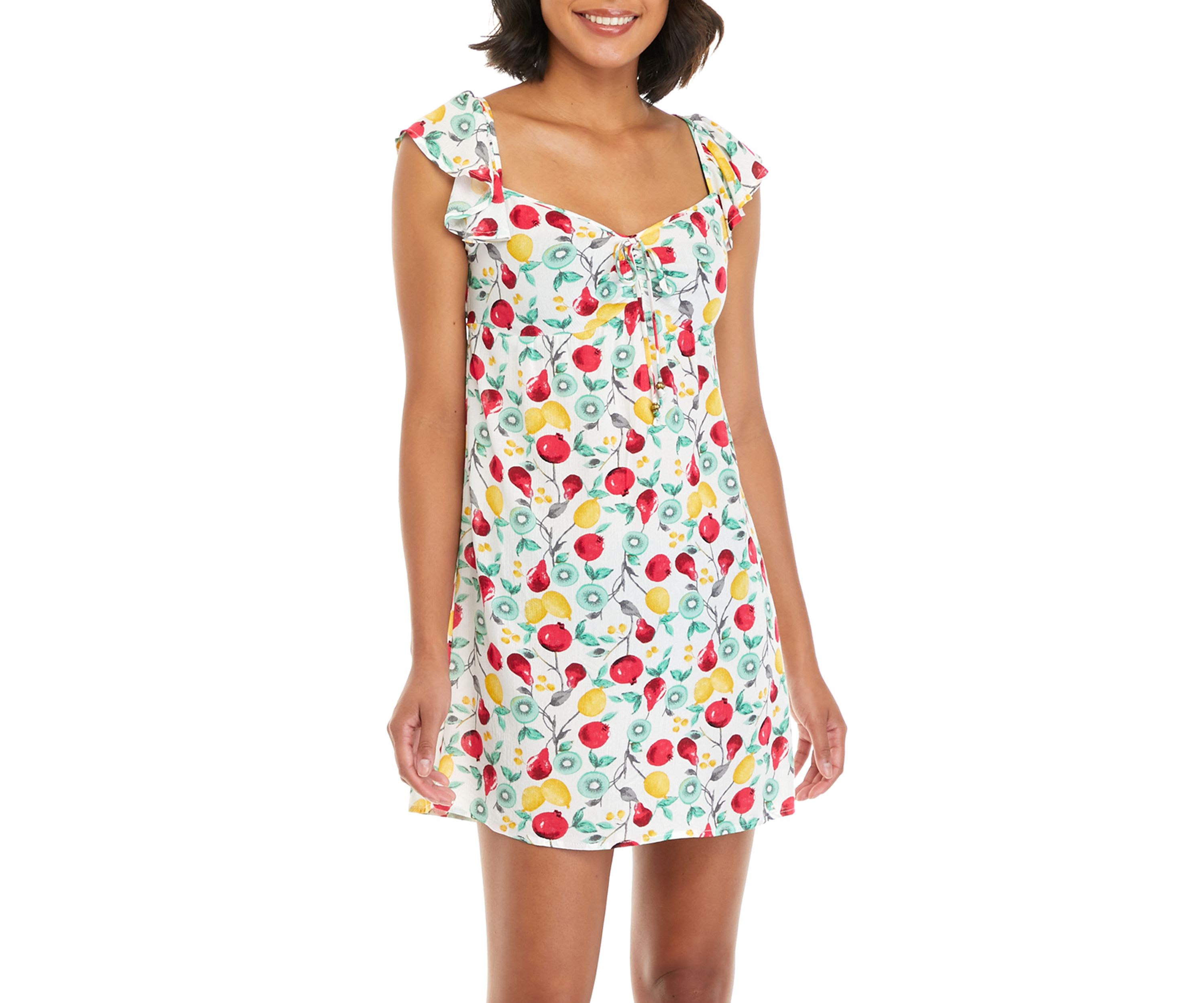 Juniors Flutter Sleeve Babydoll Cinch Dress
