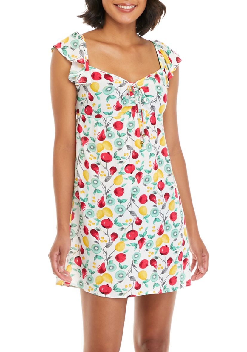 Juniors Flutter Sleeve Babydoll Cinch Dress