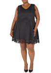 Plus Size Sleeveless V-Neck Fit and Flare Dress 
