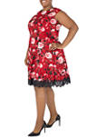Plus Size Sleeveless Floral Print Fit and Flare Dress 