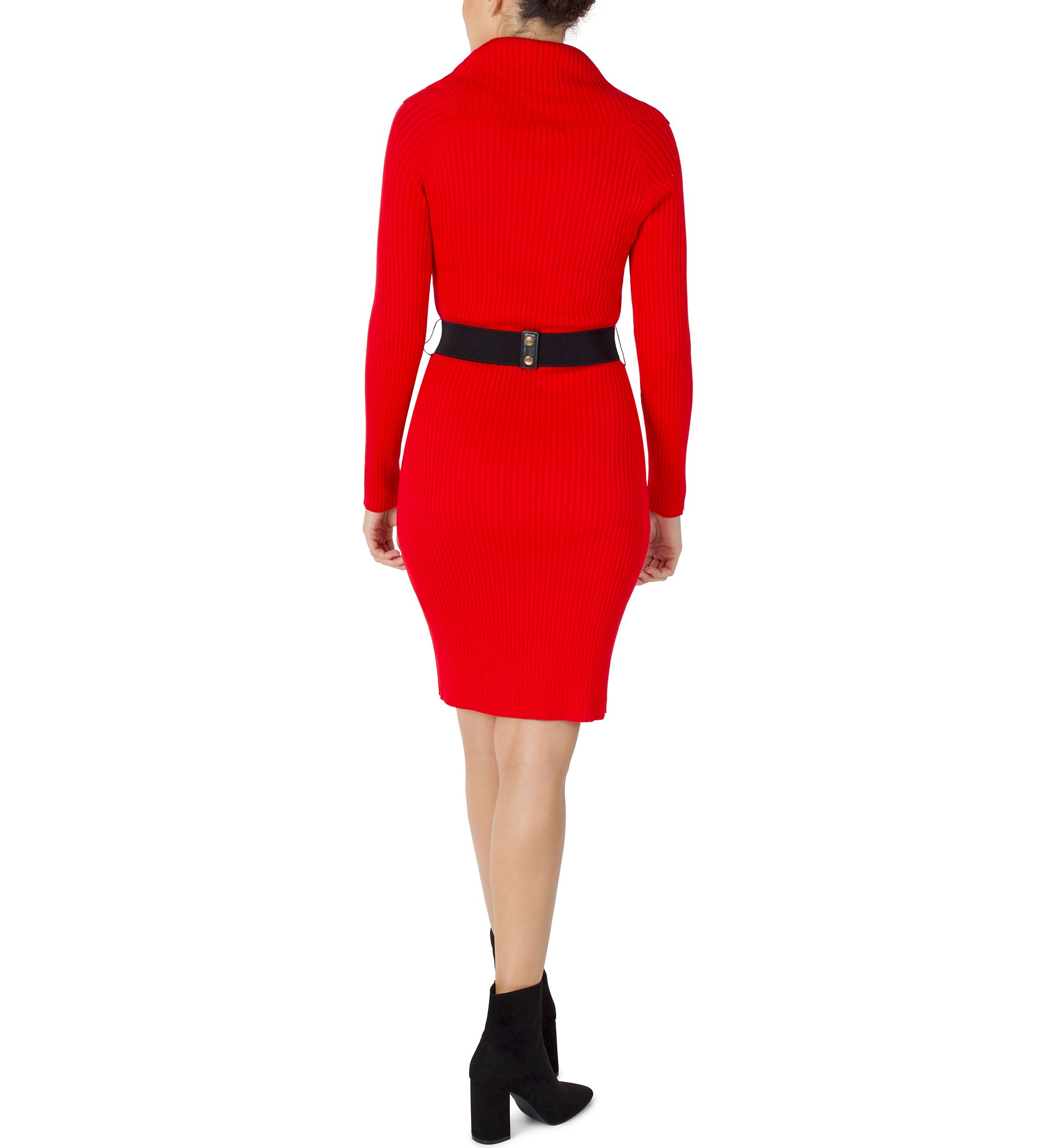 Womens Rolled Neck Long Sleeve Sweater Dress