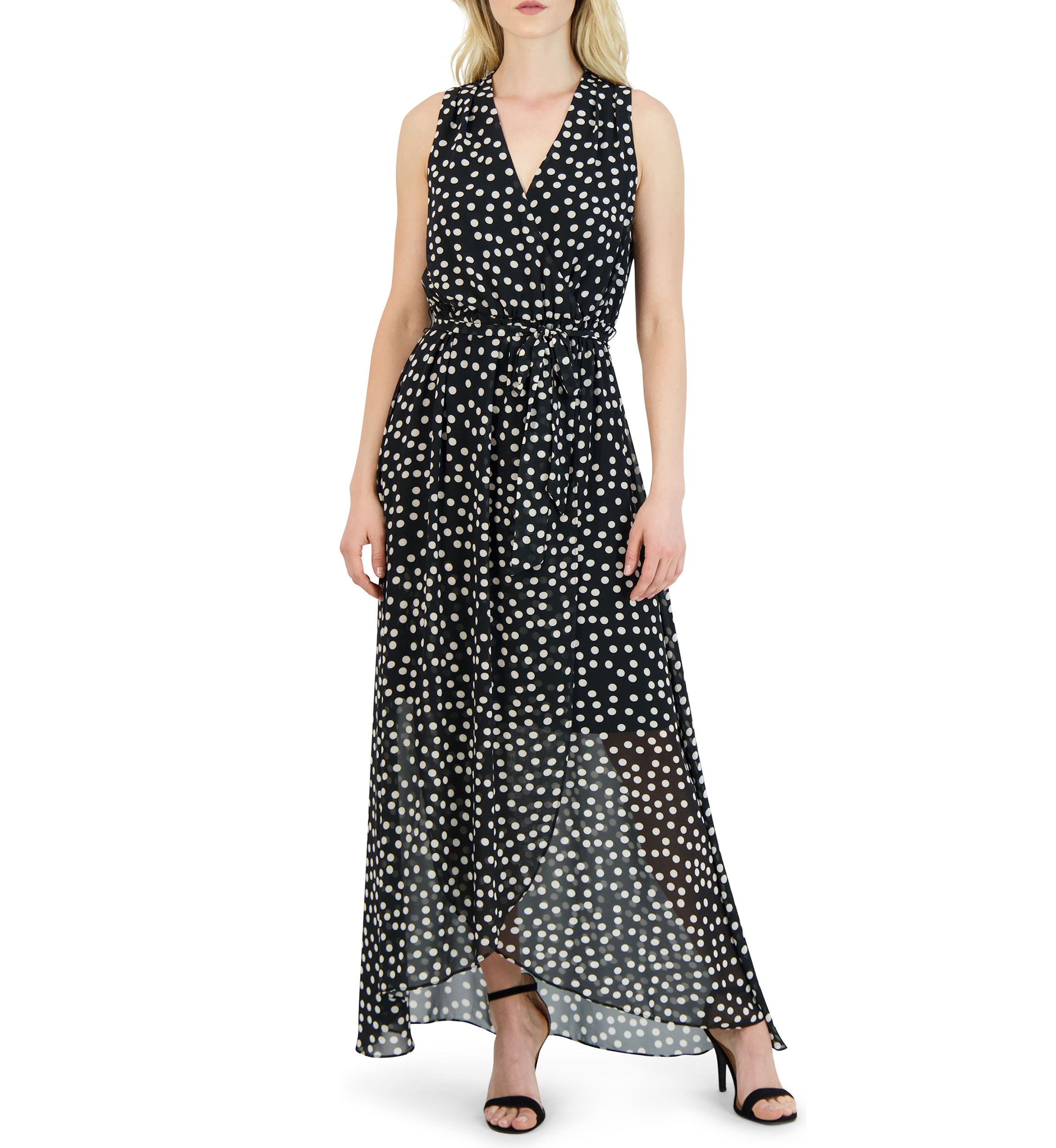 Sleeveless halter neck hi low maxi dress
