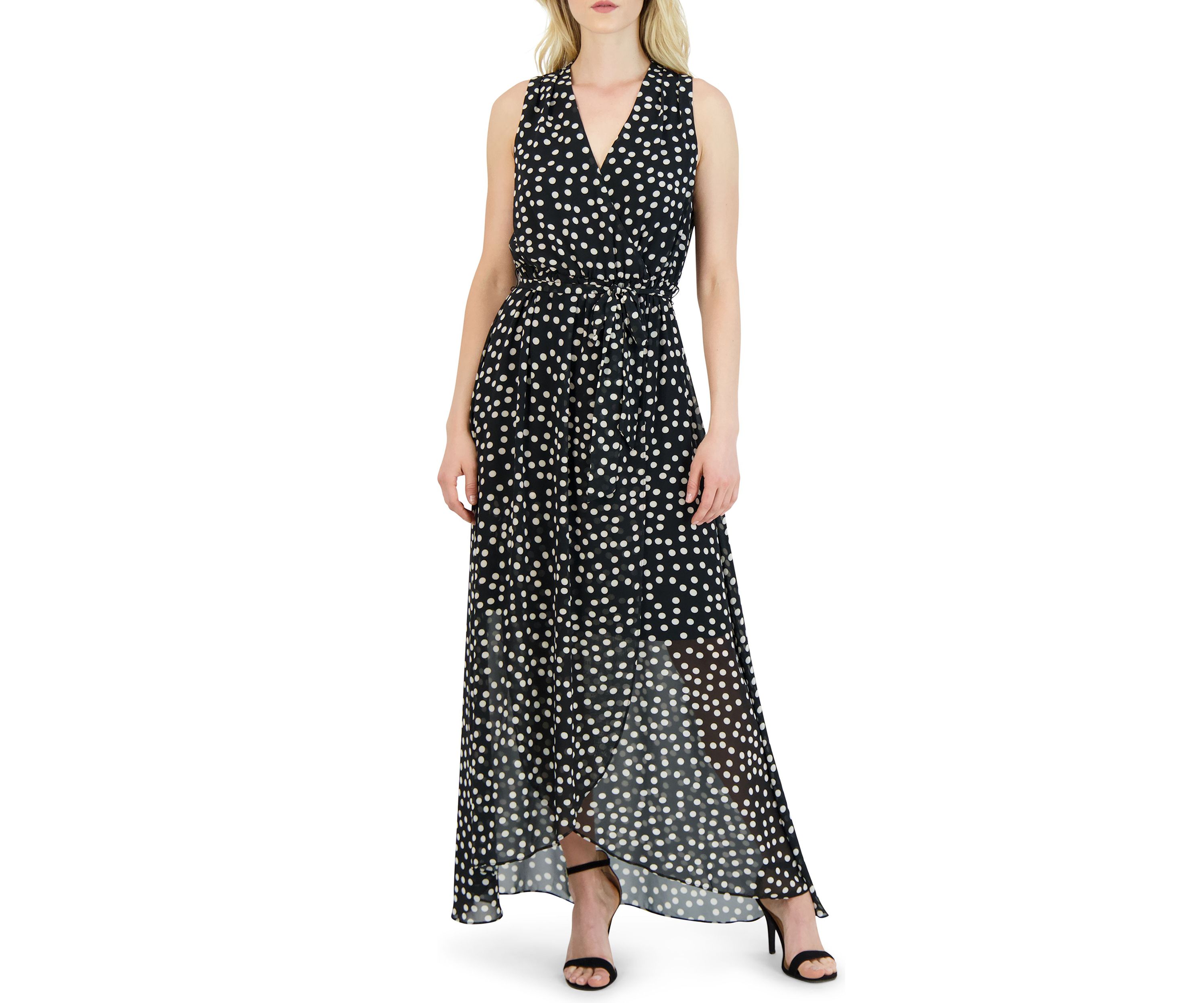 Sleeveless halter neck hi low maxi dress