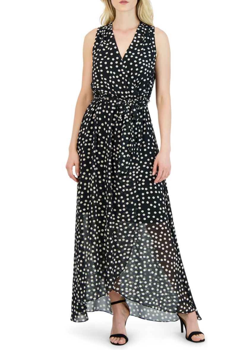 Sleeveless halter neck hi low maxi dress