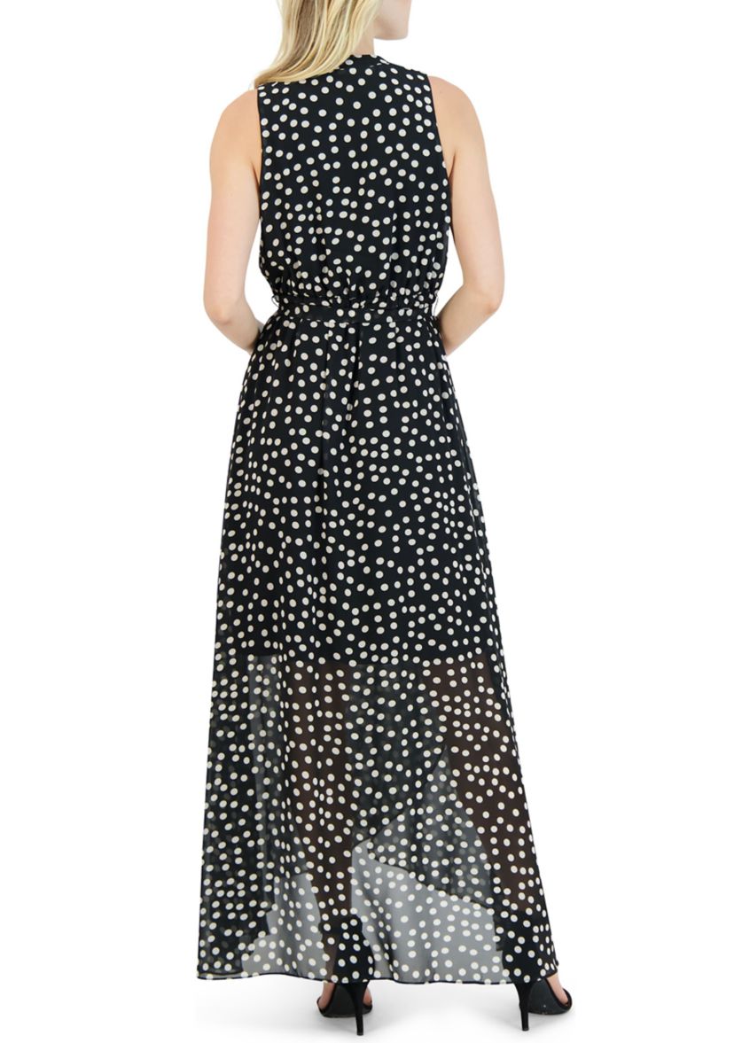 Sleeveless halter neck hi low maxi dress