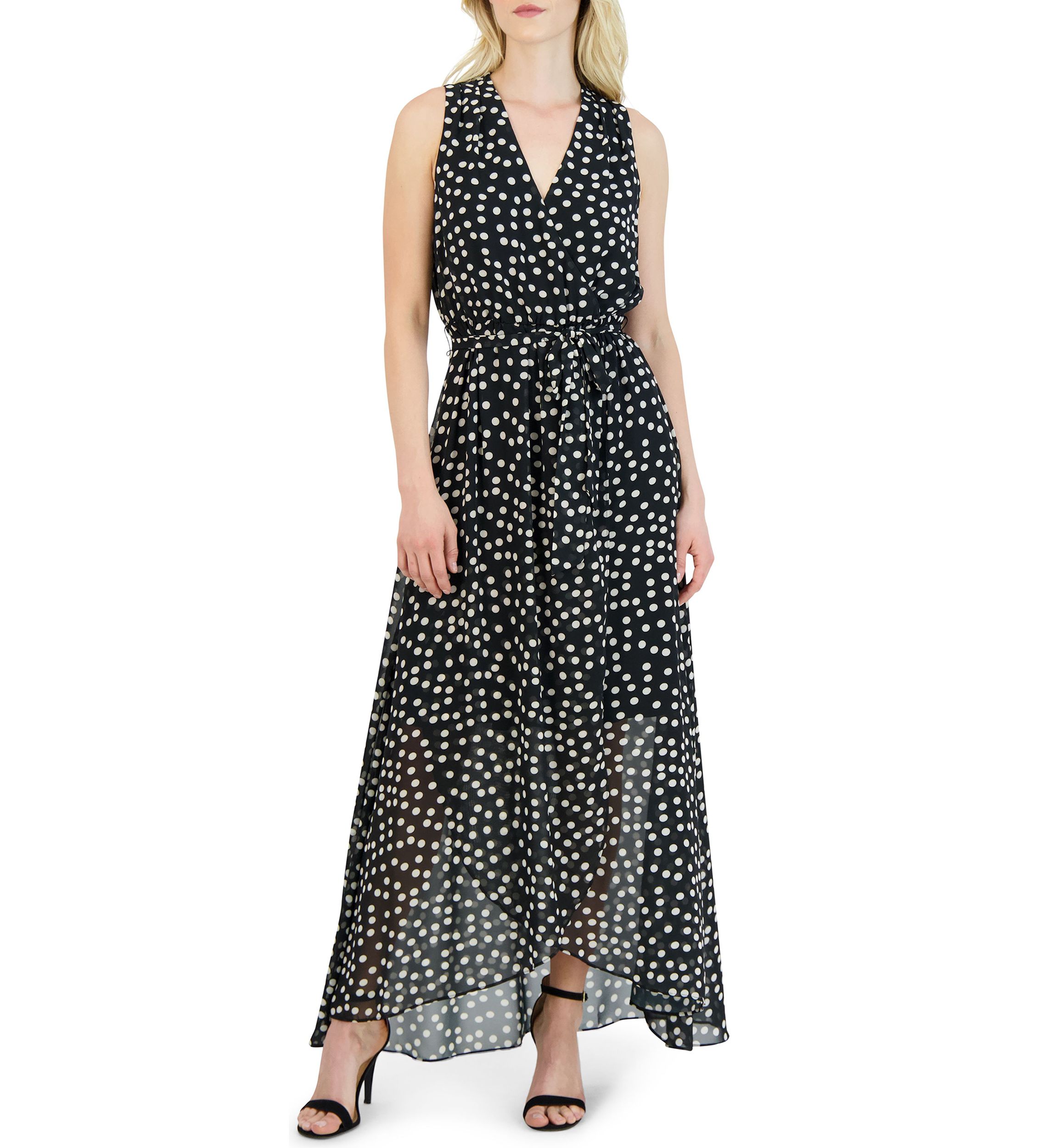 Sleeveless halter neck hi low maxi dress