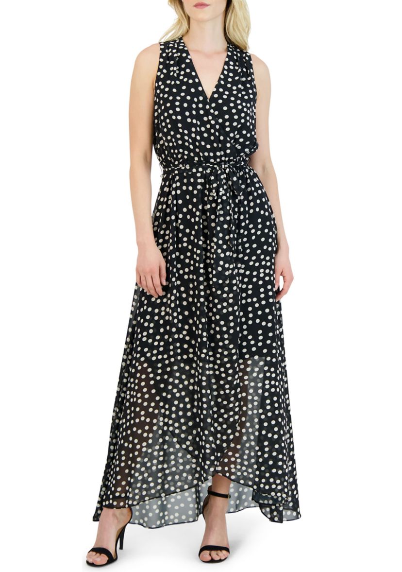 Sleeveless halter neck hi low maxi dress