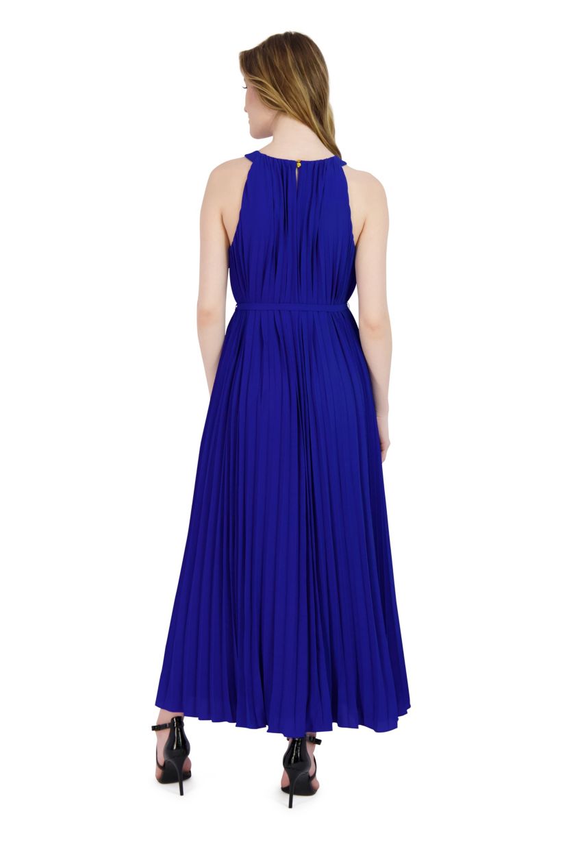 BELTED PLEATED DRESS