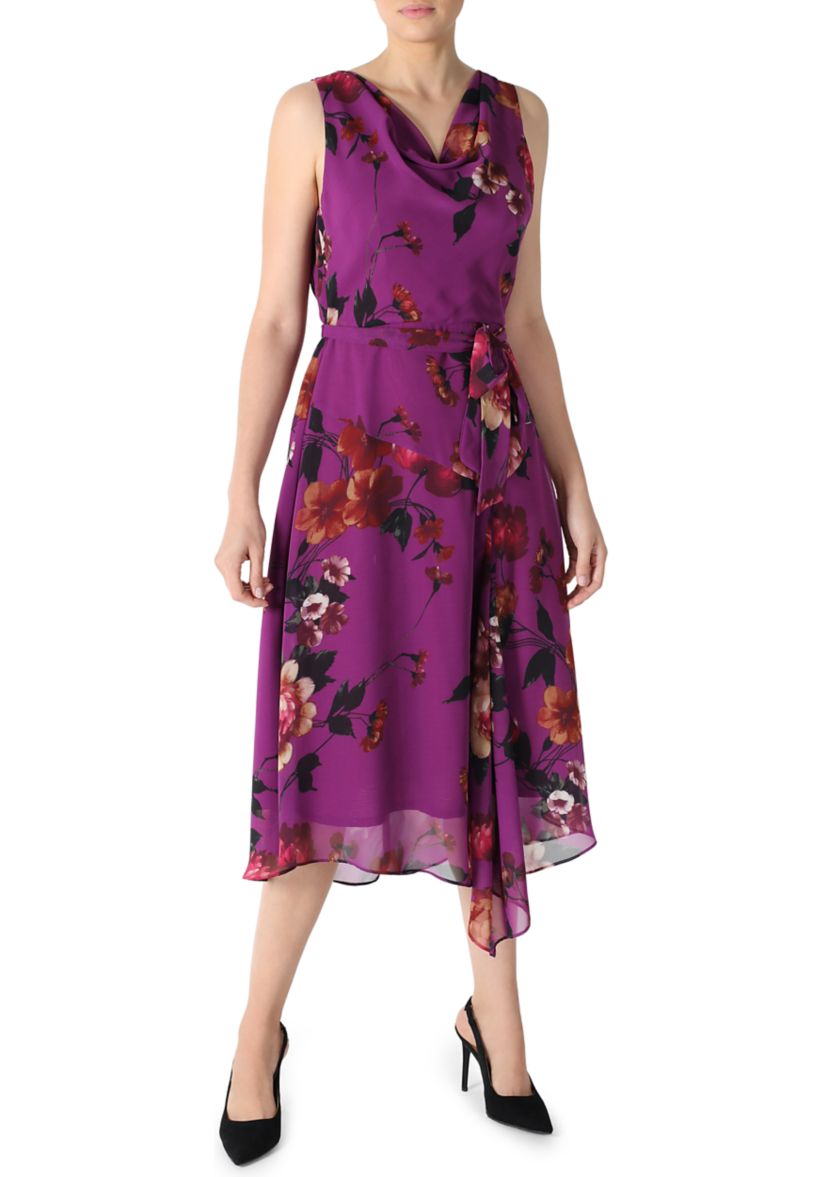 Womens Cowl Neck Fit and Flare Dress