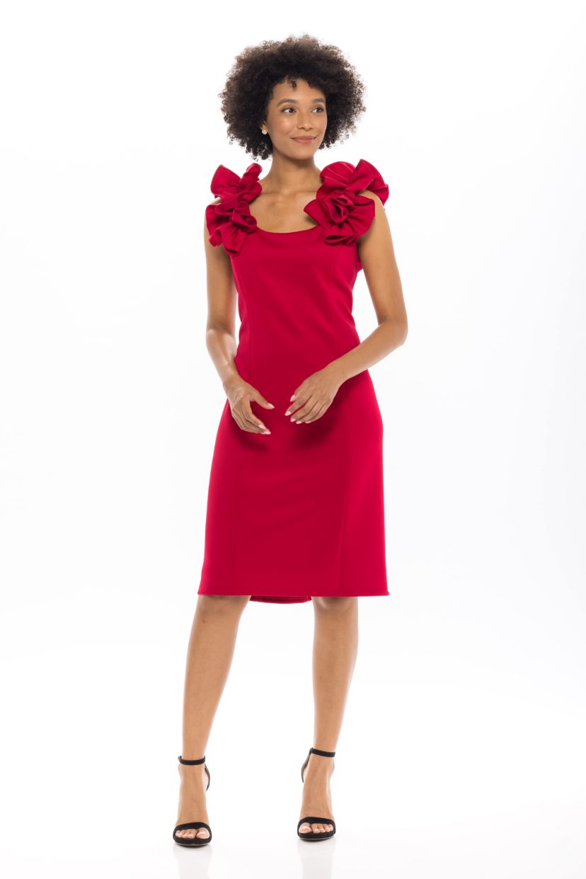 RUFFLE MIDI DRESS