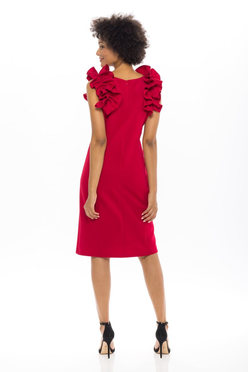RUFFLE MIDI DRESS